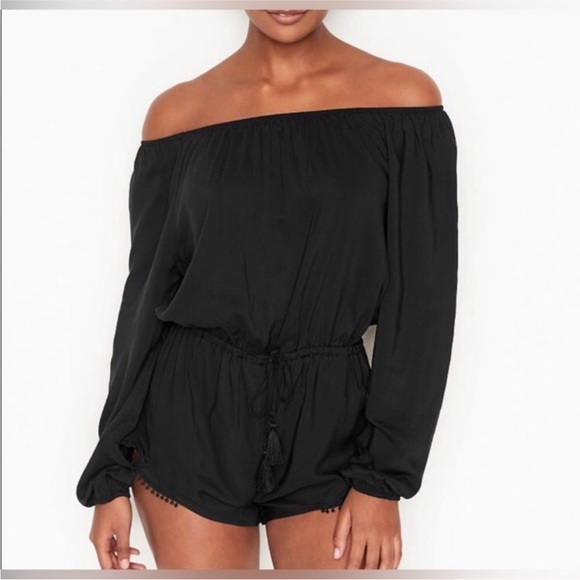 Victorias Secret Rayon Romper off shoulder Jumpsuit Swimsuit Coverup size m - Picture 3 of 14